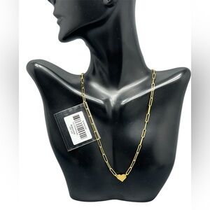 ADORNIA
14K Gold-Plated Paper Clip Chain With Heart Pendant